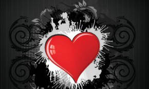 Valentine Hearts On Grunge